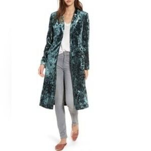 "Wicked" Green Velvet Trench Coat Jacket Size Small